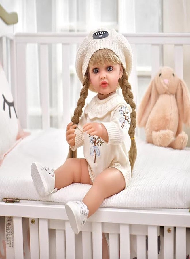 VIKINGS Reborn Baby Doll Girl 22 Inch Soft Lifelike Girl Doll, Silicone Realistic Baby Doll Newborn Toddler Doll with Brown Hair Anatomically Correct Washable Toy Gifts for Age 3+ - Image 1